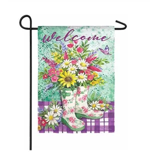 Floral garden boots garden flag