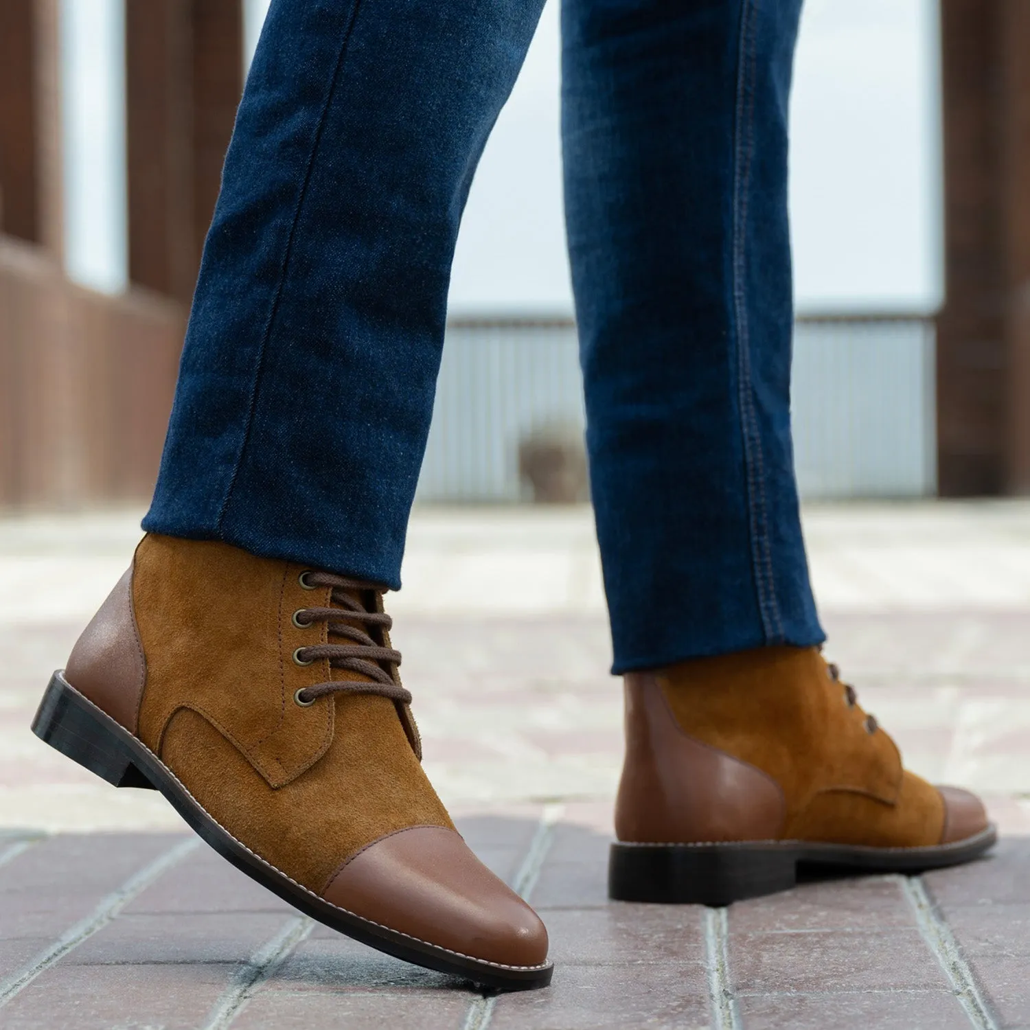 Knight Derby Tan & Brown Leather Boots - StudGuard