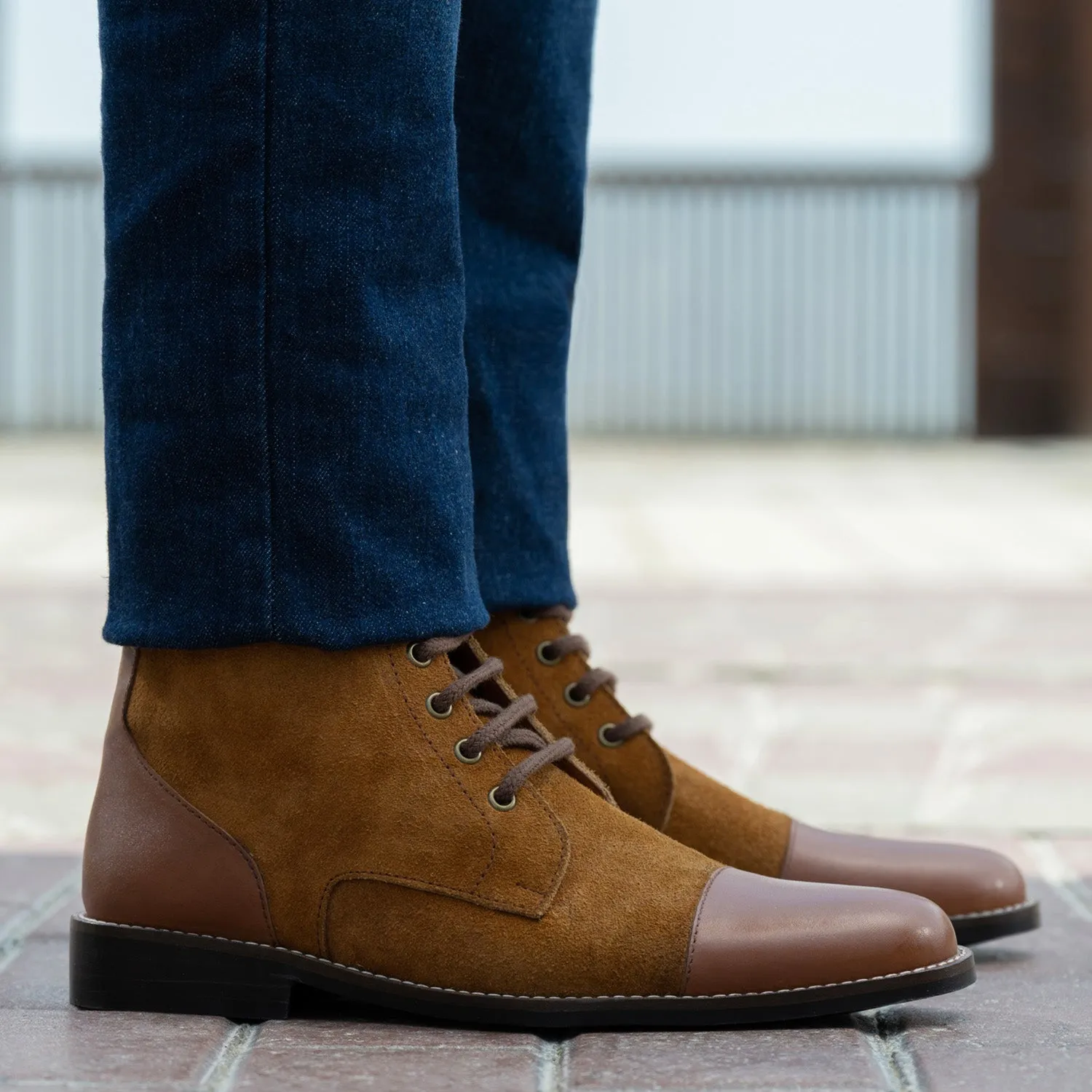 Knight Derby Tan & Brown Leather Boots - StudGuard