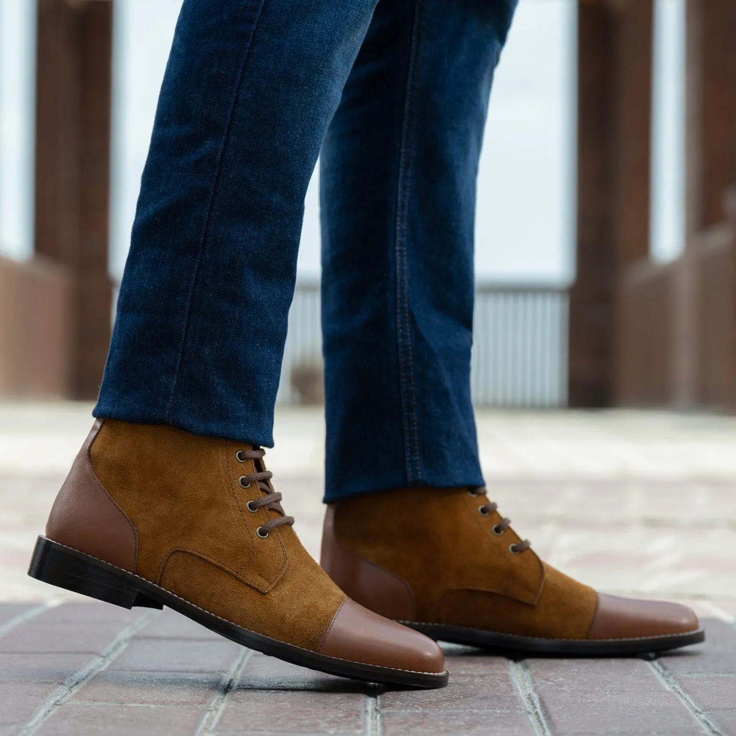 Knight Derby Tan & Brown Leather Boots - StudGuard