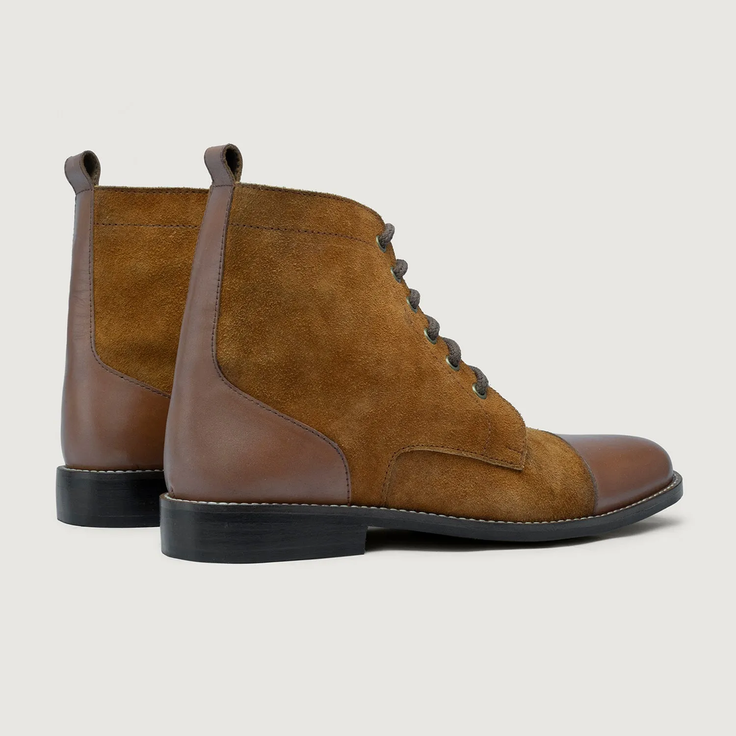 Knight Derby Tan & Brown Leather Boots - StudGuard