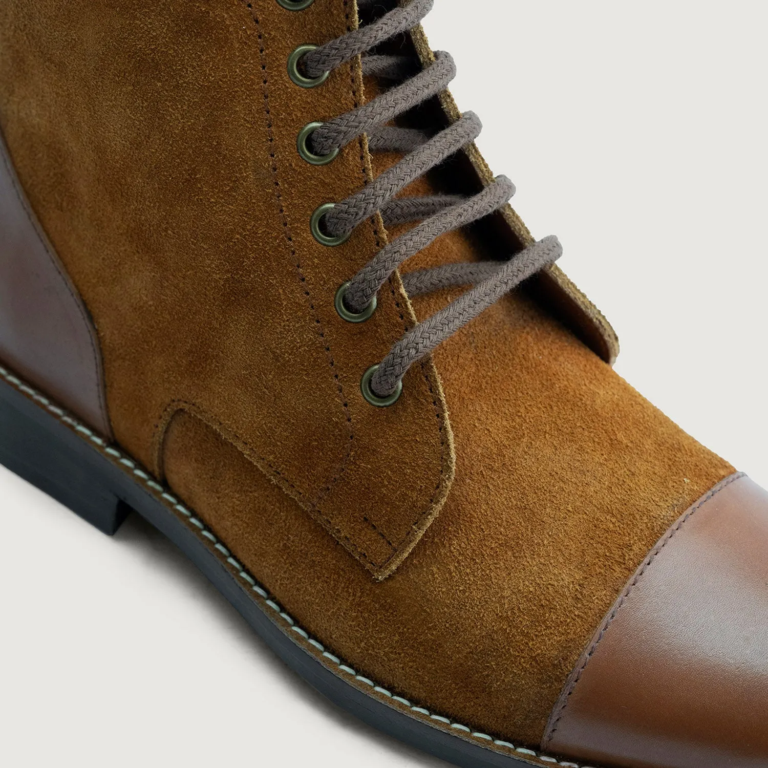 Knight Derby Tan & Brown Leather Boots - StudGuard