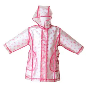 Little Girls Transparent Fuchsia Bow Unlined Rain Coat 1-6X