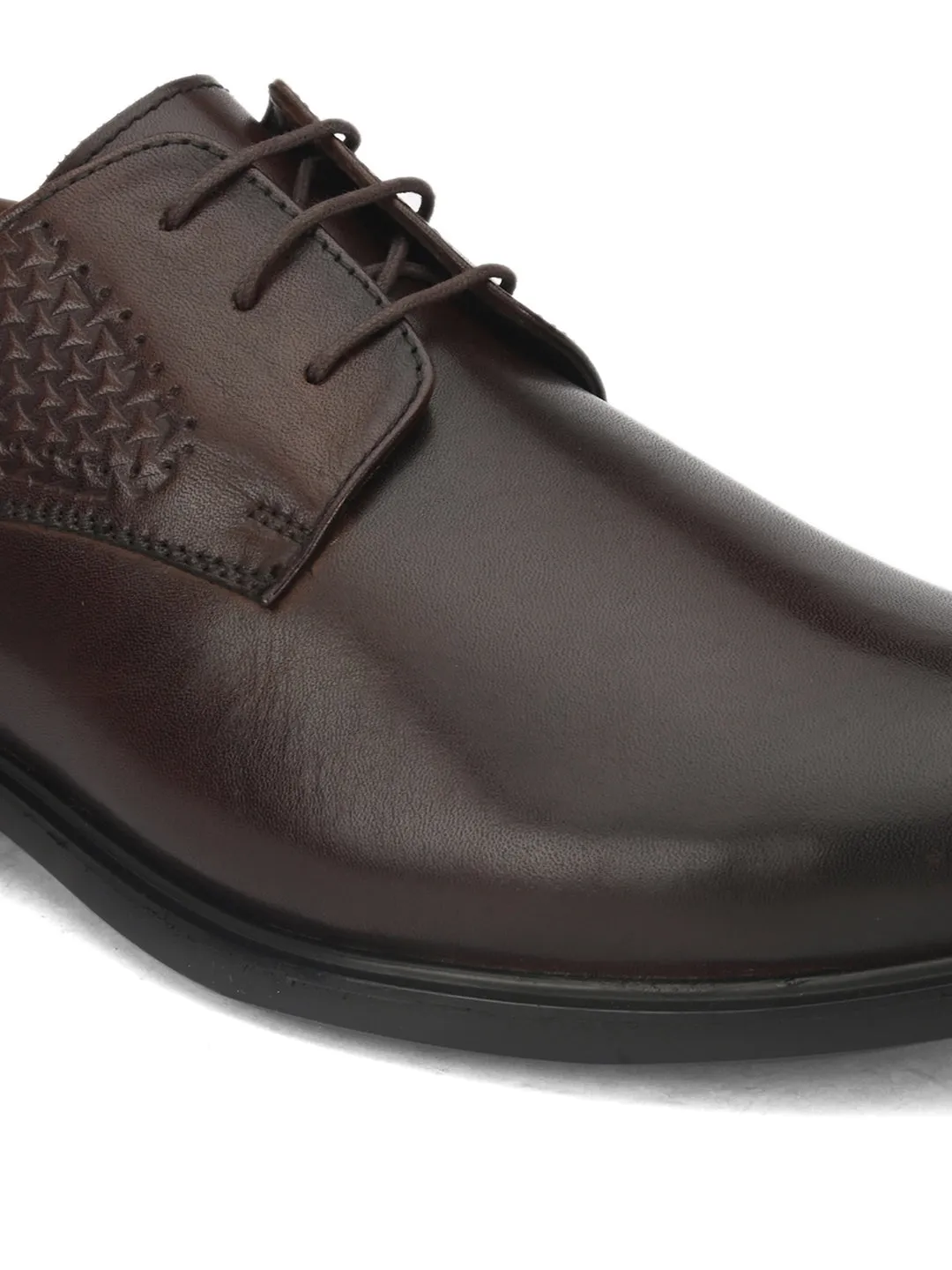 Pelle Albero Brown Formal Derby Shoes For Men