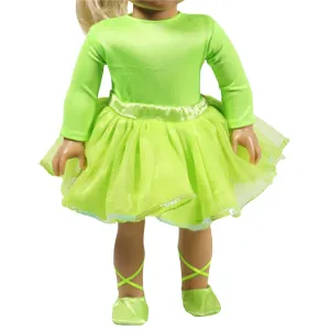 Sparkling Lime Green Dance Outfit with Shoes for 18-inch dolls