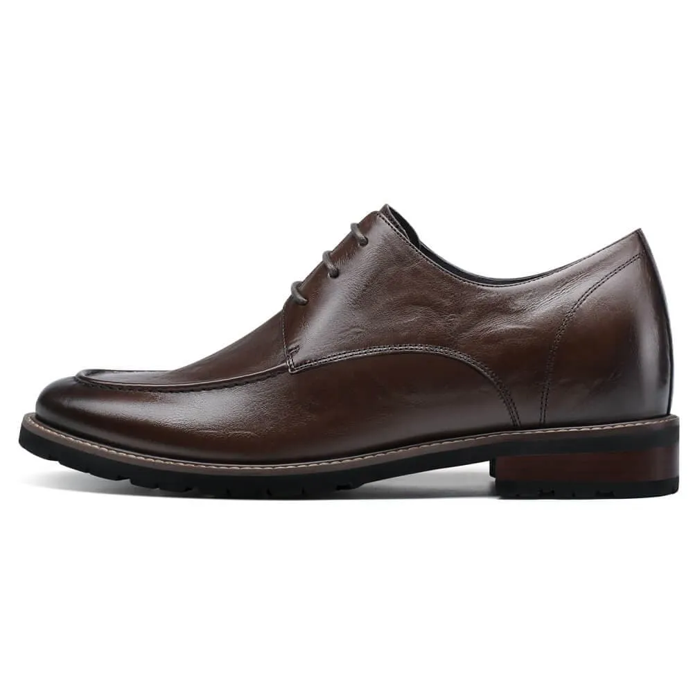 This item only ships to the United States - 7 CM / 2.76 Inches CMR CHAMARIPA Height Increasing Shoes -  Coffee Derby Dress Shoes