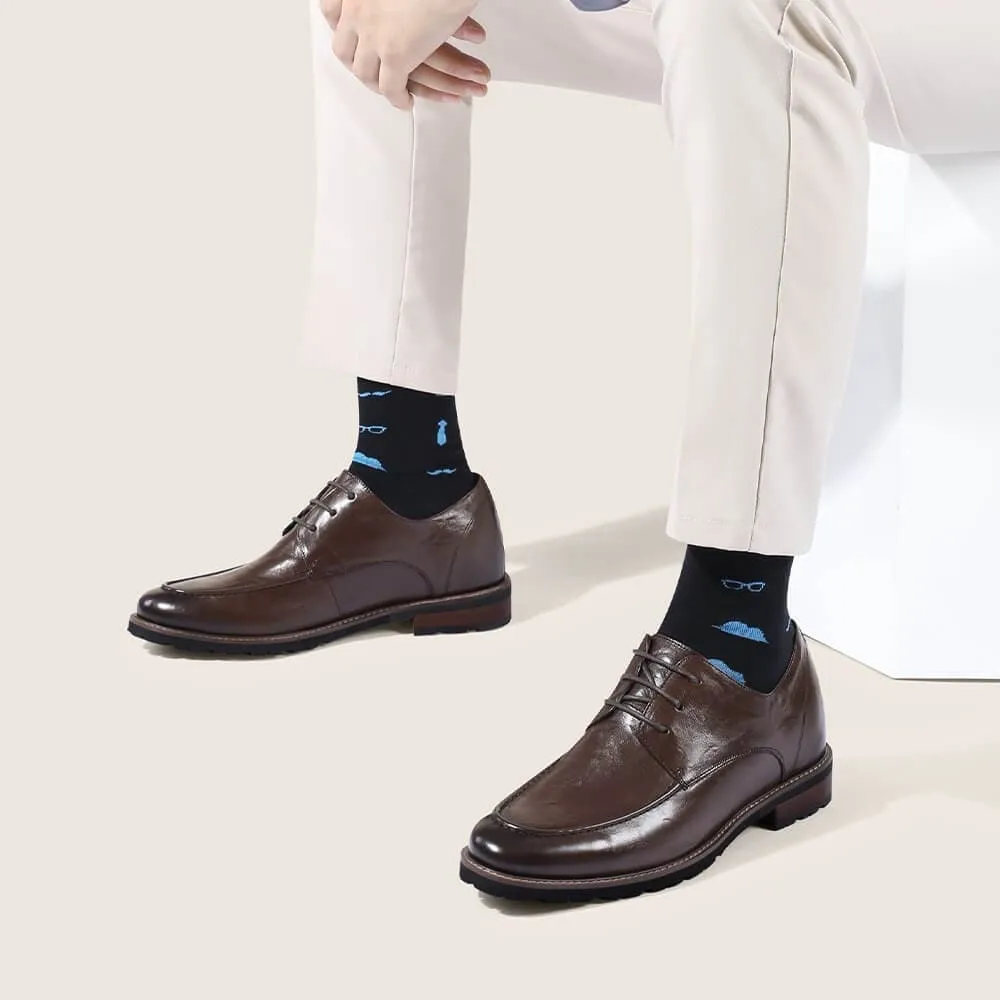 This item only ships to the United States - 7 CM / 2.76 Inches CMR CHAMARIPA Height Increasing Shoes -  Coffee Derby Dress Shoes