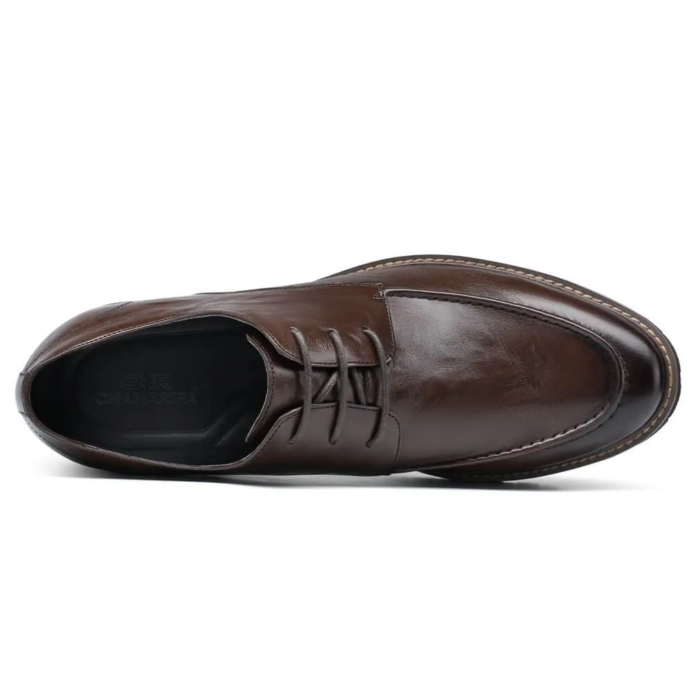 This item only ships to the United States - 7 CM / 2.76 Inches CMR CHAMARIPA Height Increasing Shoes -  Coffee Derby Dress Shoes